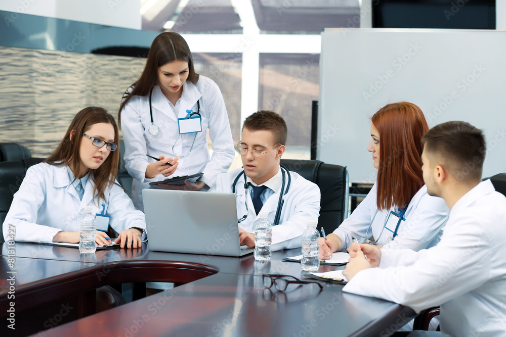 Fototapeta premium Medical workers working in conference room