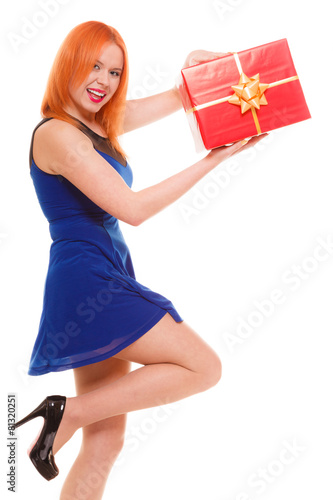 holidays love happiness concept - girl with gift box