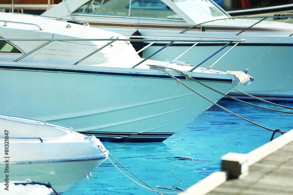 Fototapeta premium Yacht berth in ocean water in resort