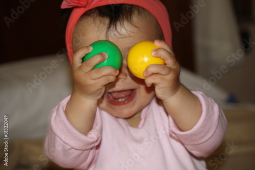 have fun with two colored balls photo
