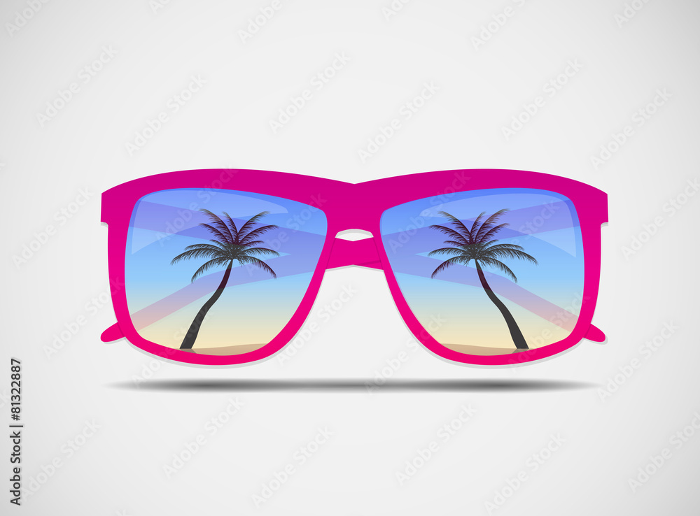 Sunglasses with a Palm Tree Vector Illustration Sunglasses with a Palm Tree Vector Illustration