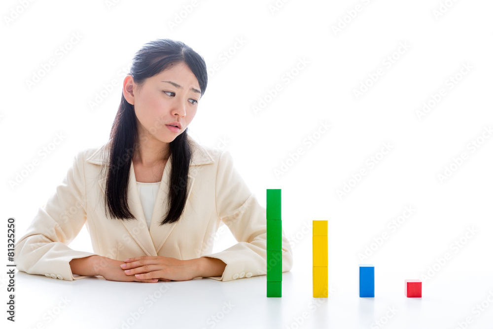 asian businesswoman with building block asian businesswoman with building block