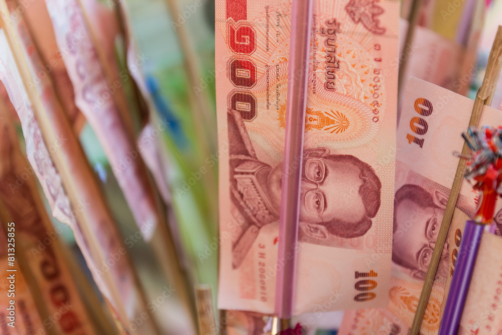thailand hundred baht banknote that buddhist people donate for t thailand hundred baht banknote that buddhist people donate for t