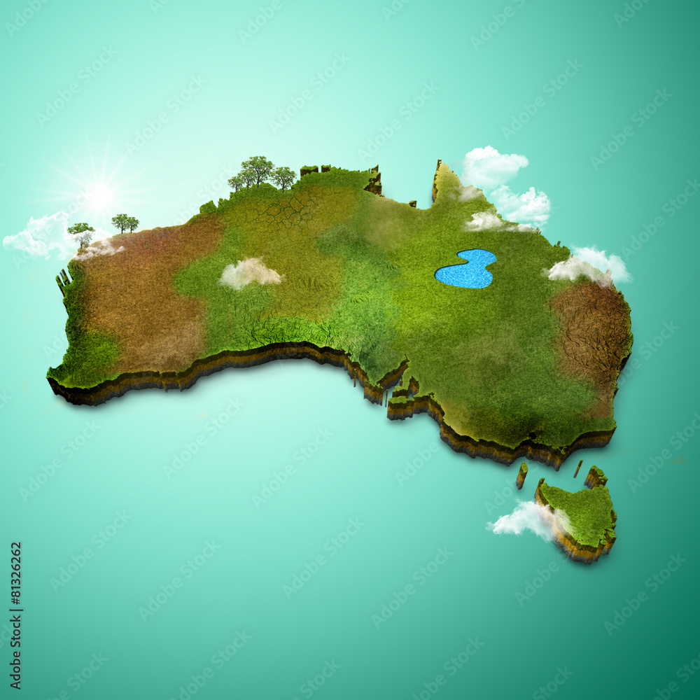 Realistic 3D Map of Australia Stock Illustration Adobe Stock