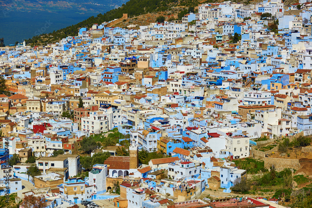 Aerial view of of Chefchaouen, Morocco