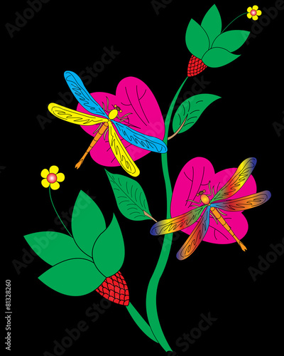 Dragonfly and Flower