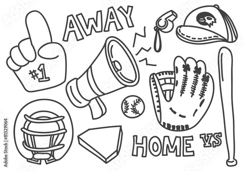 baseball doodle isolated on white background