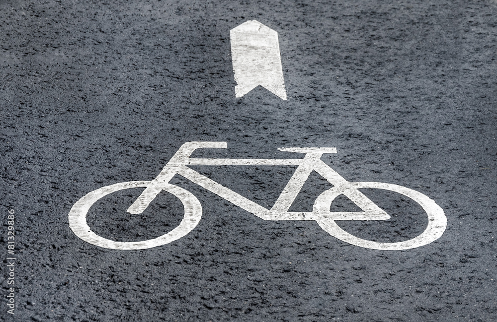 Obraz premium White painted sign for bikes lane