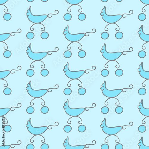 Pattern with blue pram