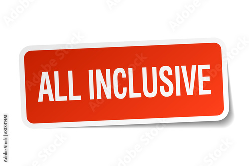 all inclusive red square sticker