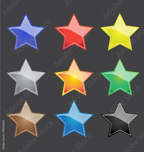 vector color star button with sparkles