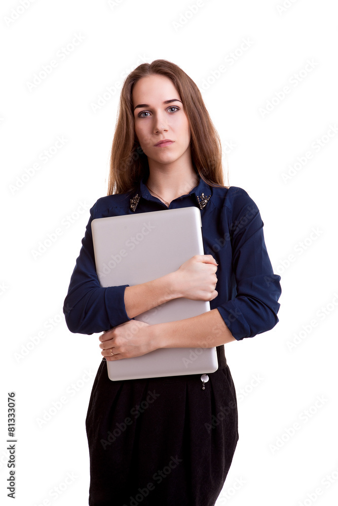 Smiling student with notebook in hands Smiling student with notebook in hands