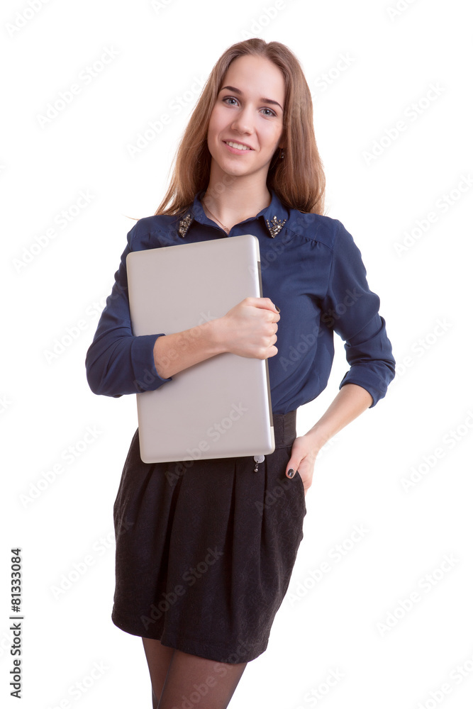 Smiling student with notebook in hands Smiling student with notebook in hands
