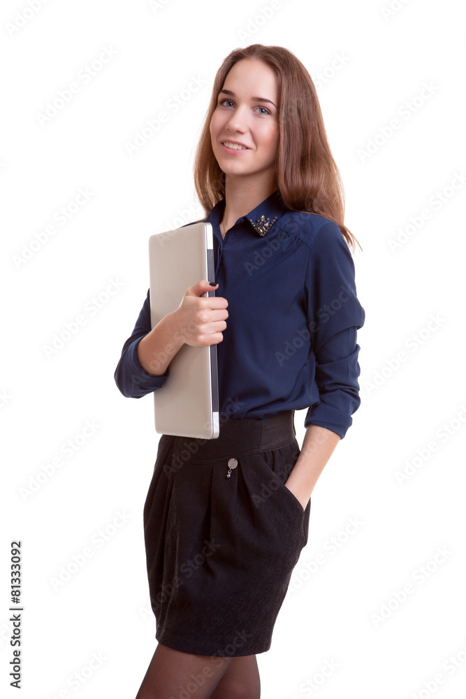Smiling student with notebook in hands Smiling student with notebook in hands
