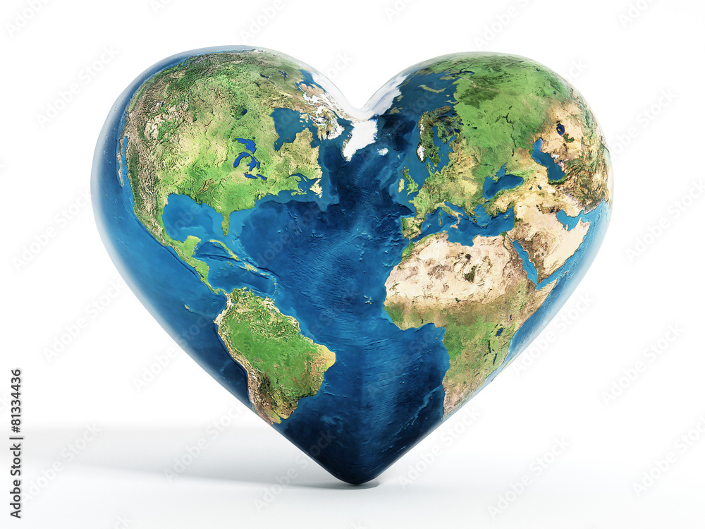 Naklejka premium Ziemia w kształcie serca