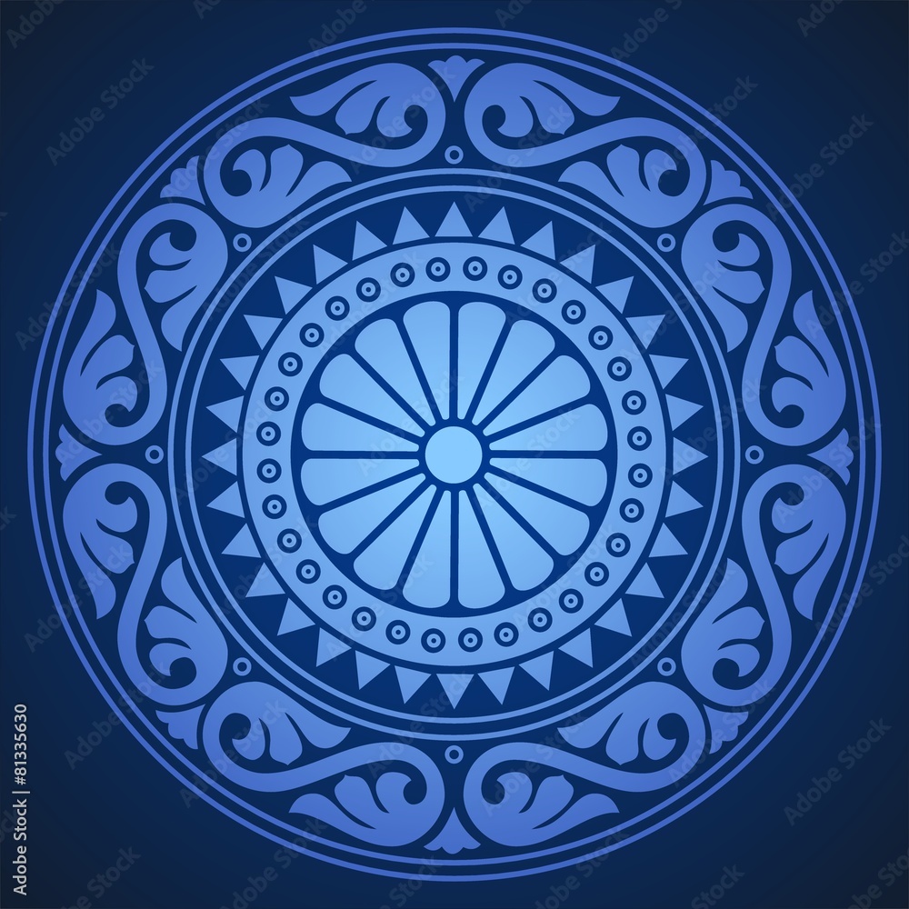 Abstract vector background mosaic rosone tilde blue
