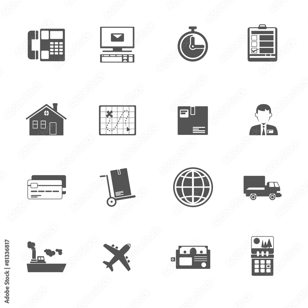 Black and white logistic service icon. Black and white logistic service icon.