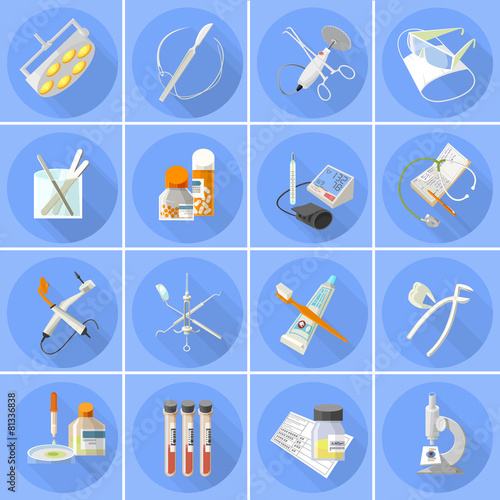 Medicine icons set  flat