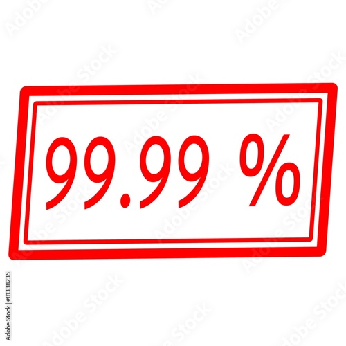 99.99 percent red stamp text on white