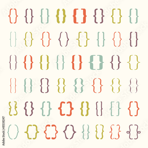 Set of vector braces or curly brackets icon