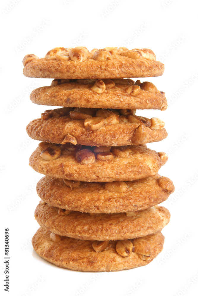Stack of sugar cookies with peanuts Stack of sugar cookies with peanuts