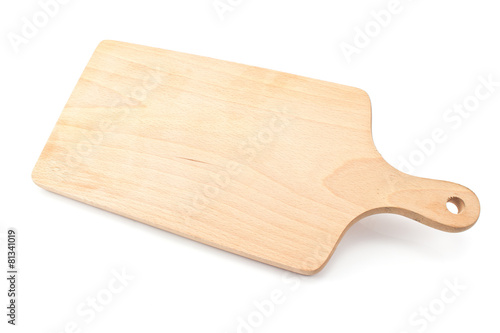 Wooden chopping board isolated on white