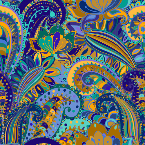 Floral motif ethnic seamless background.