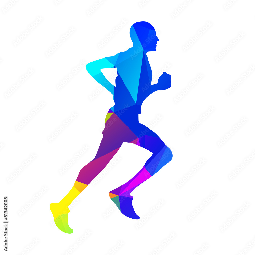 Geometric runner. Vector silhouette