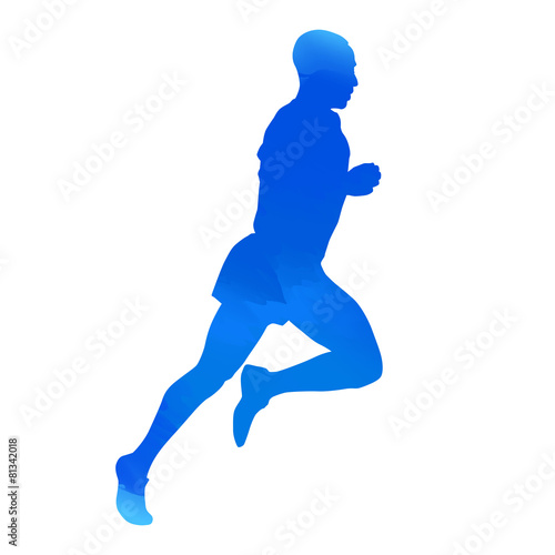 Blue runner. Vector silhouette