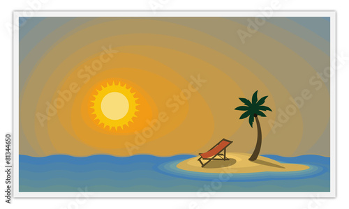 Einsame Insel mit Sonnenuntergang