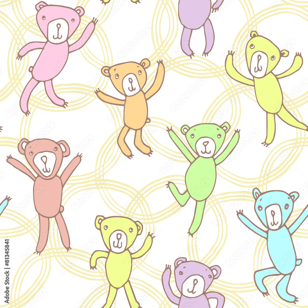 Obraz premium Seamless pattern with funny dancing bears
