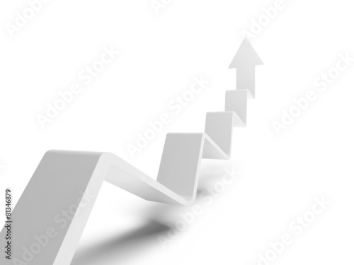 Broken trend line with arrow on end going up, 3d illustration