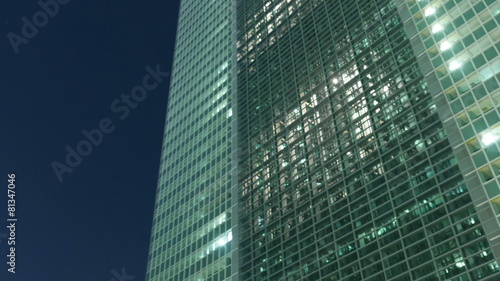 Nightlapse of elevator action and modern buildings