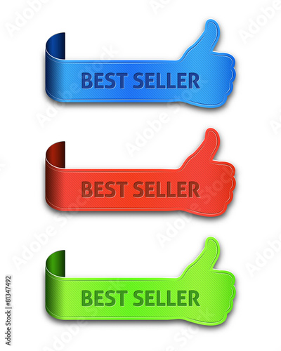 Thumb up banners set with the inscription best seller isolated o