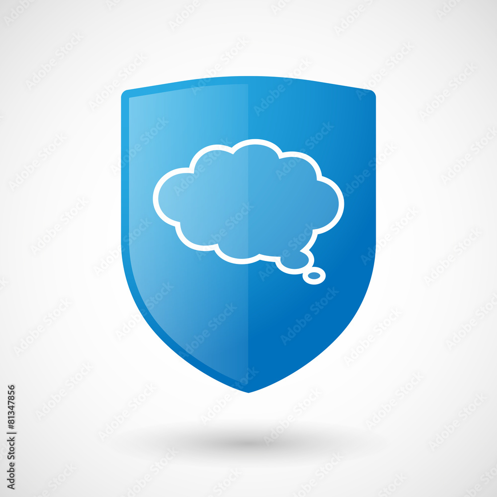 Shield icon with a cloud comic balloon Shield icon with a cloud comic balloon