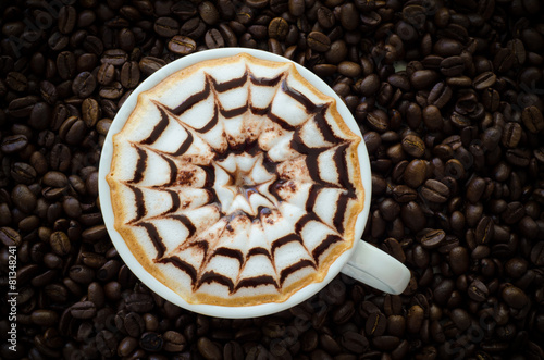 Closeup of a beautiful cup of latte art