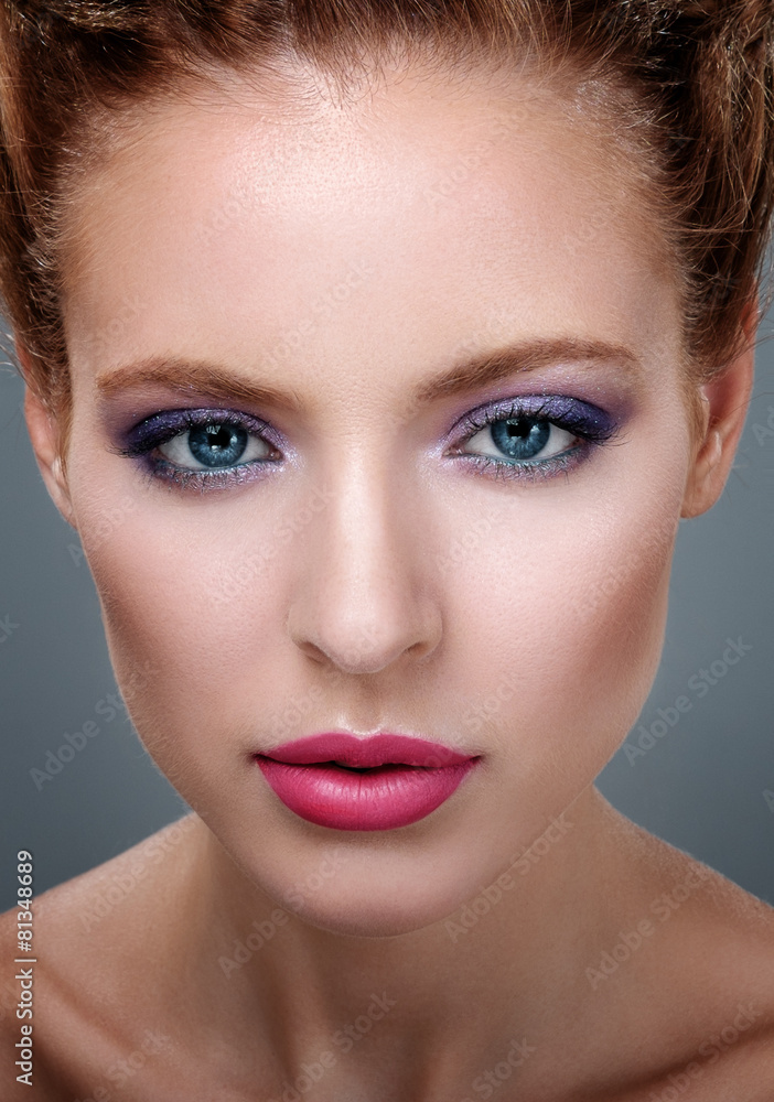 Close-up portrait of beautiful girl with bright makeup. Close-up portrait of beautiful girl with bright makeup.