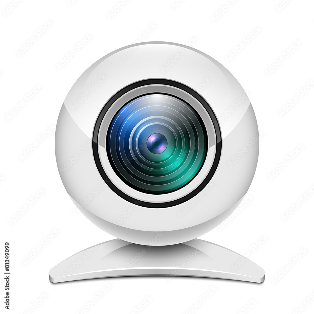 Realistic white web camera icon on white background Realistic white web camera icon on white background
