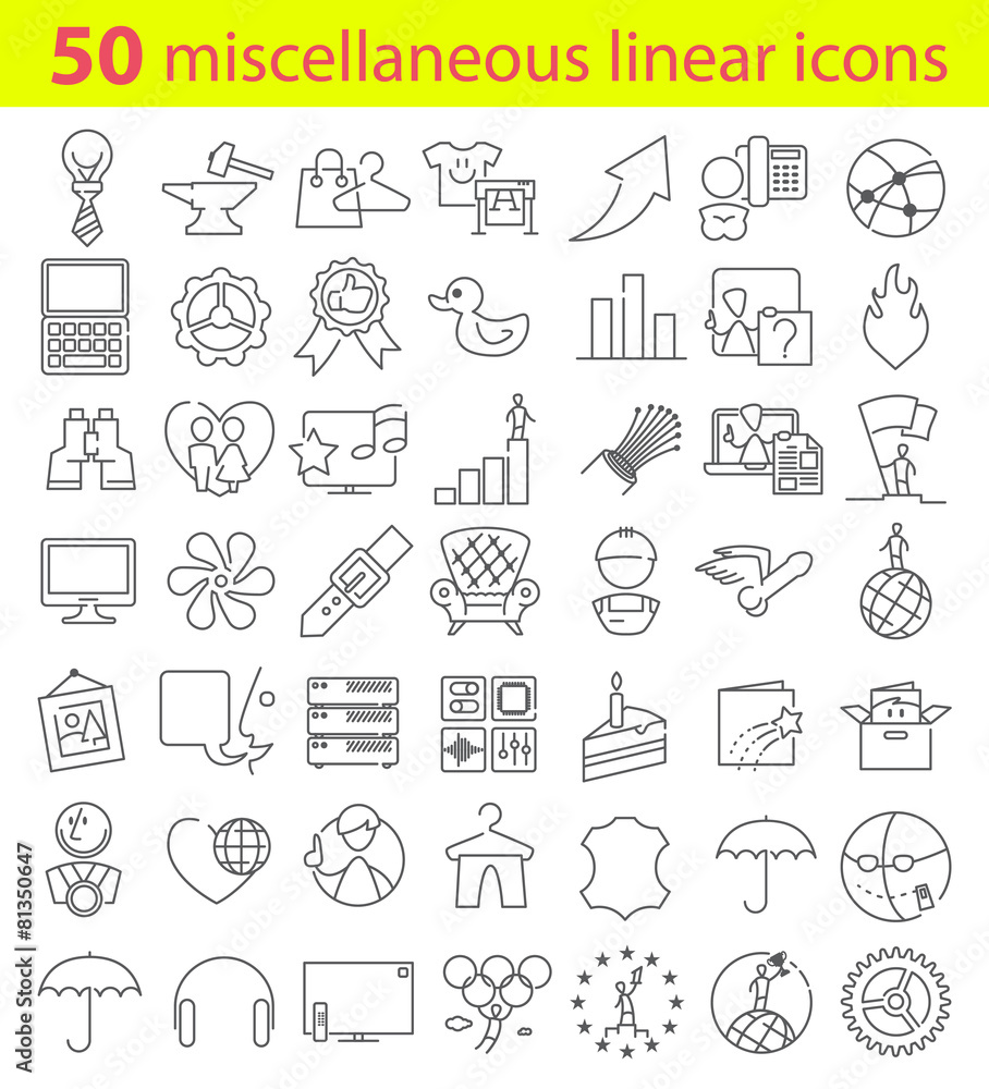 Fifty linear icons bundle Fifty linear icons bundle