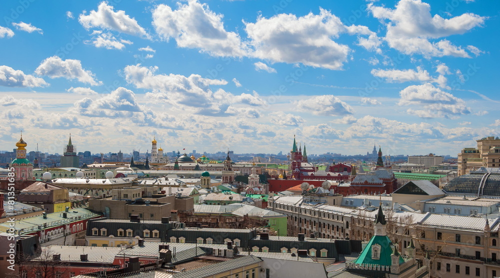 Towers,chapels, churches, houses and roofs of old Moscow