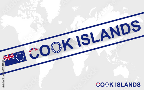 Cook Islands map flag and text illustration photo