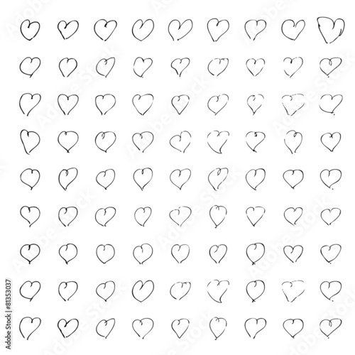 Hand drawn pen and ink style illustration of hearts