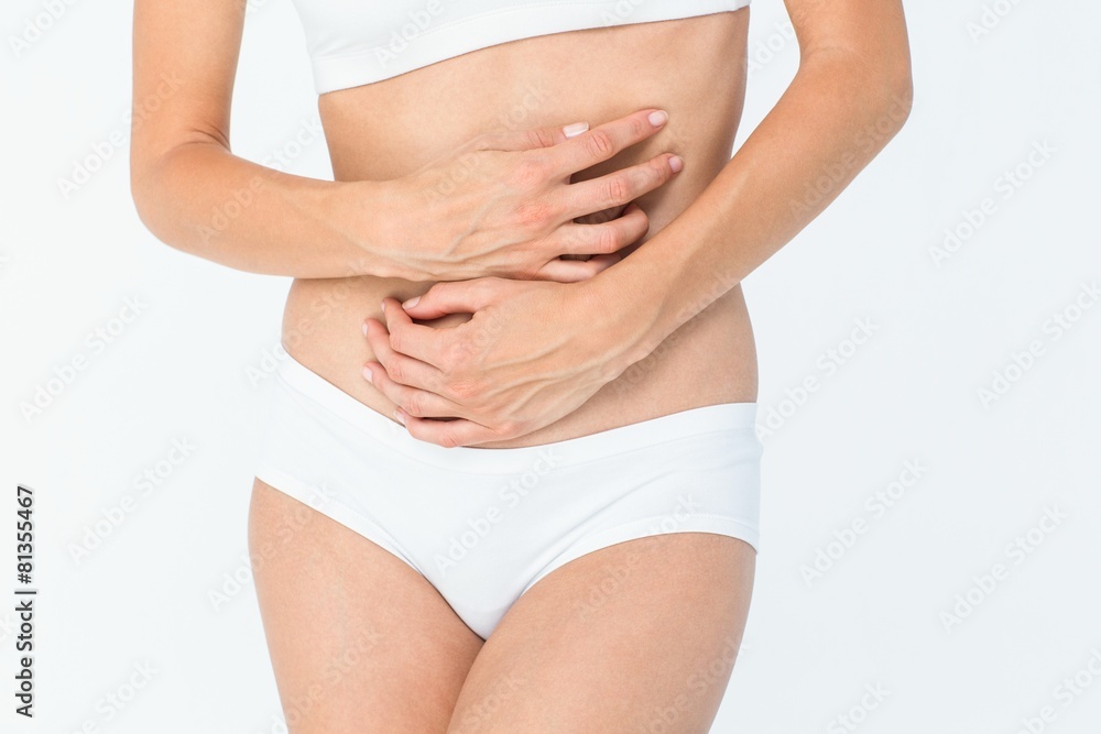 Woman with stomach pain