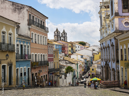 Colorful Historical Buildings in Pelourinho, Salvador, Bahia, Br