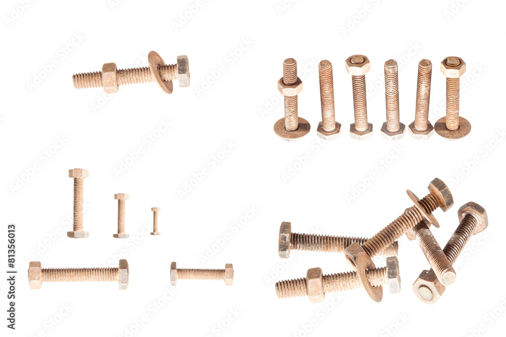 Rusty nut and bolt isolated on white background. Rusty nut and bolt isolated on white background.