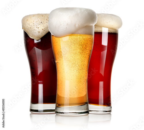 Three beers isolated photo