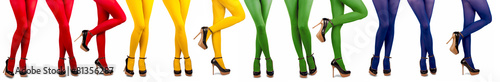 female legs in multicolored stockings