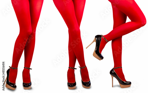 female legs in colored stockings