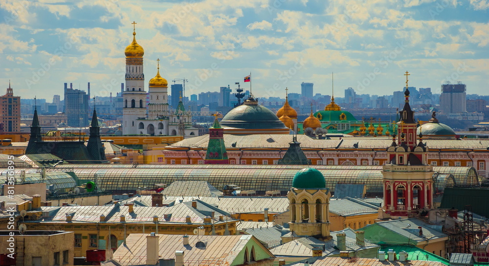 Panorama of the Moscow Kremlin. Top view.