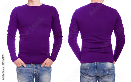 Young man with purple t shirt